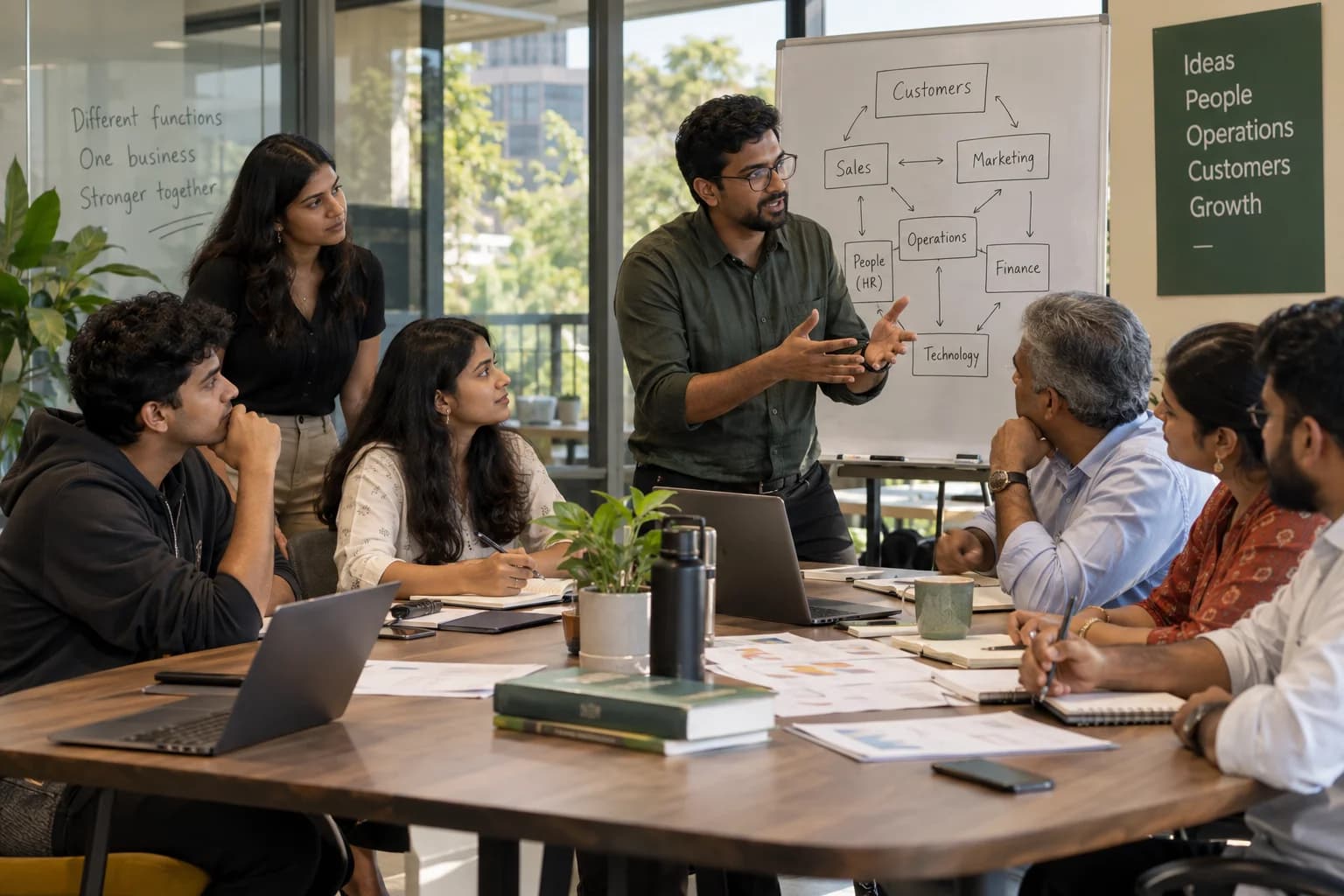 Business students and practitioners explore how sales, finance, operations and people connect